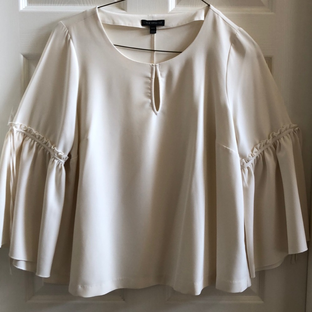 Lane Bryant Cream Top with Bell Sleeves. 14/16.